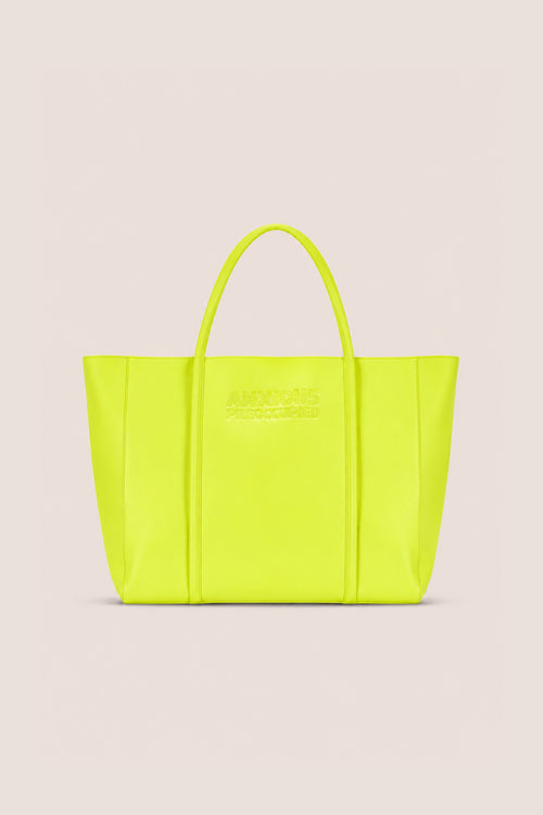 Load image 1 in gallery view. The Zipped Mid Tote Bag: Neon Yellow