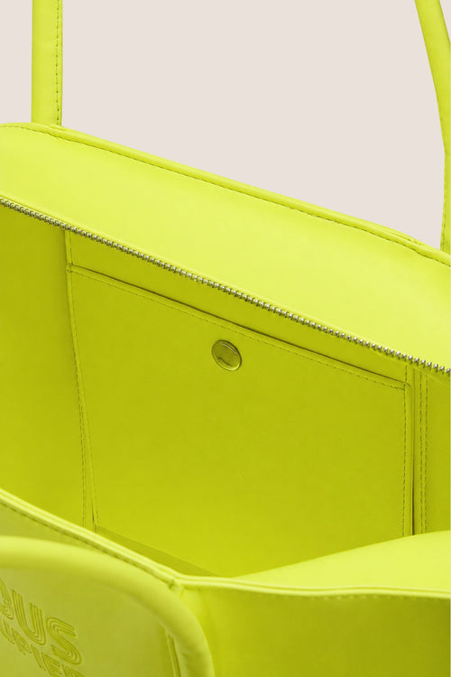 Load image 1 in gallery view. The Zipped Mid Tote Bag: Neon Yellow
