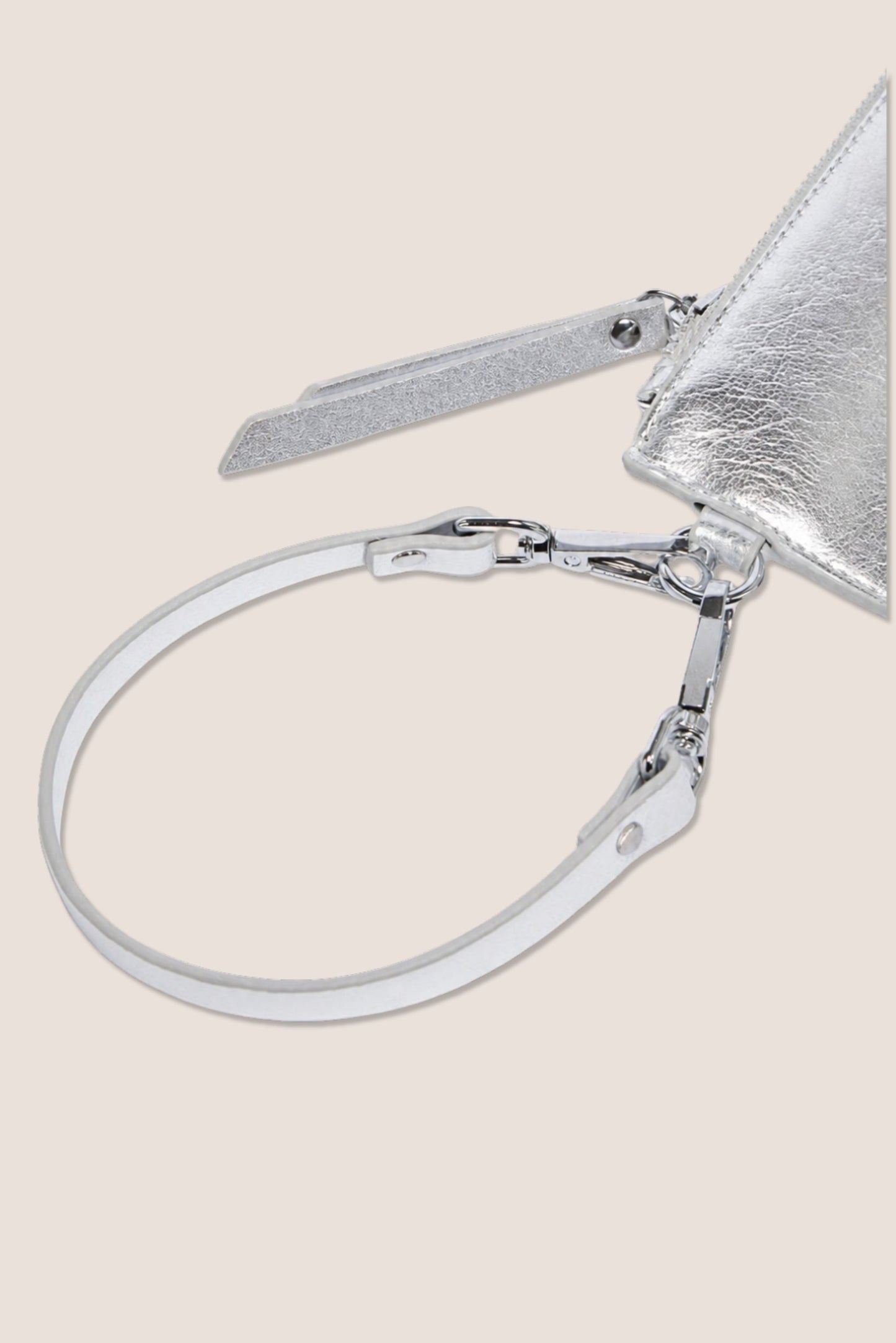 The Clutch Bag/Wallet: Silver Metallic Crossbody Removable Strap