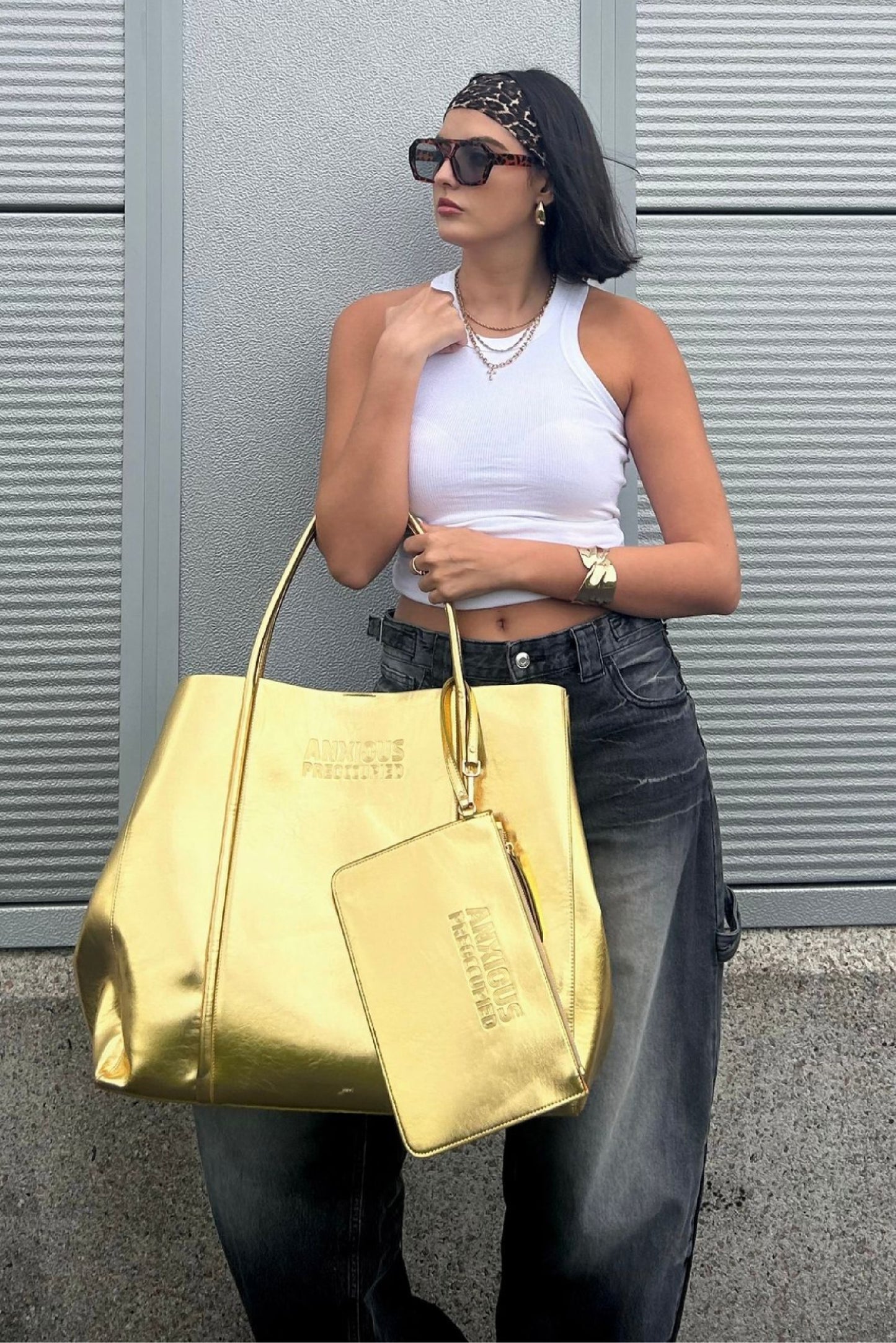 The Oversized Tote Bag: Gold Metallic