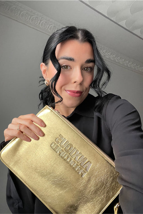 Load image 1 in gallery view. The Clutch Bag/Wallet: Gold Metallic Crossbody Removable Strap