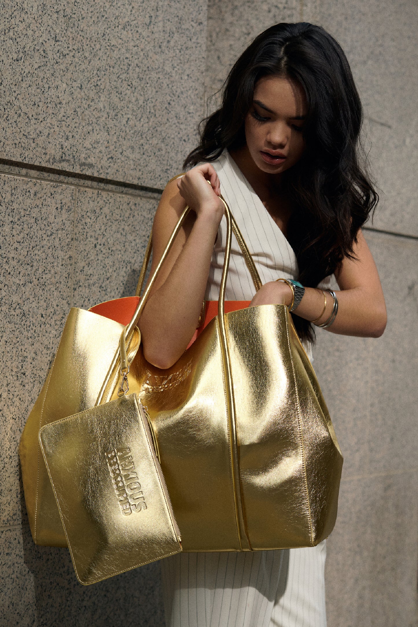 The Oversized Tote Bag: Gold Metallic