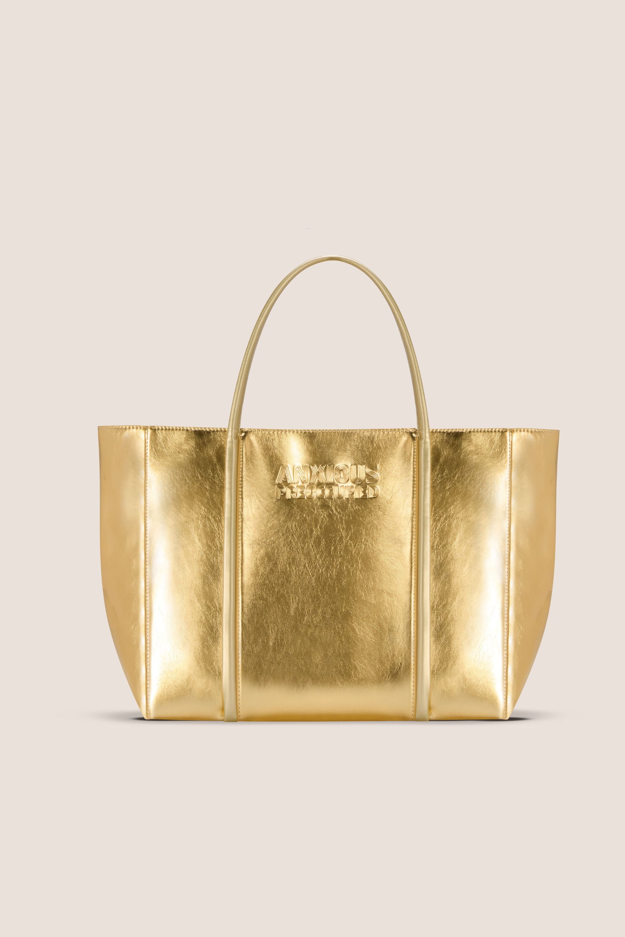 The Zipped Mid Tote Bag: Gold Metallic