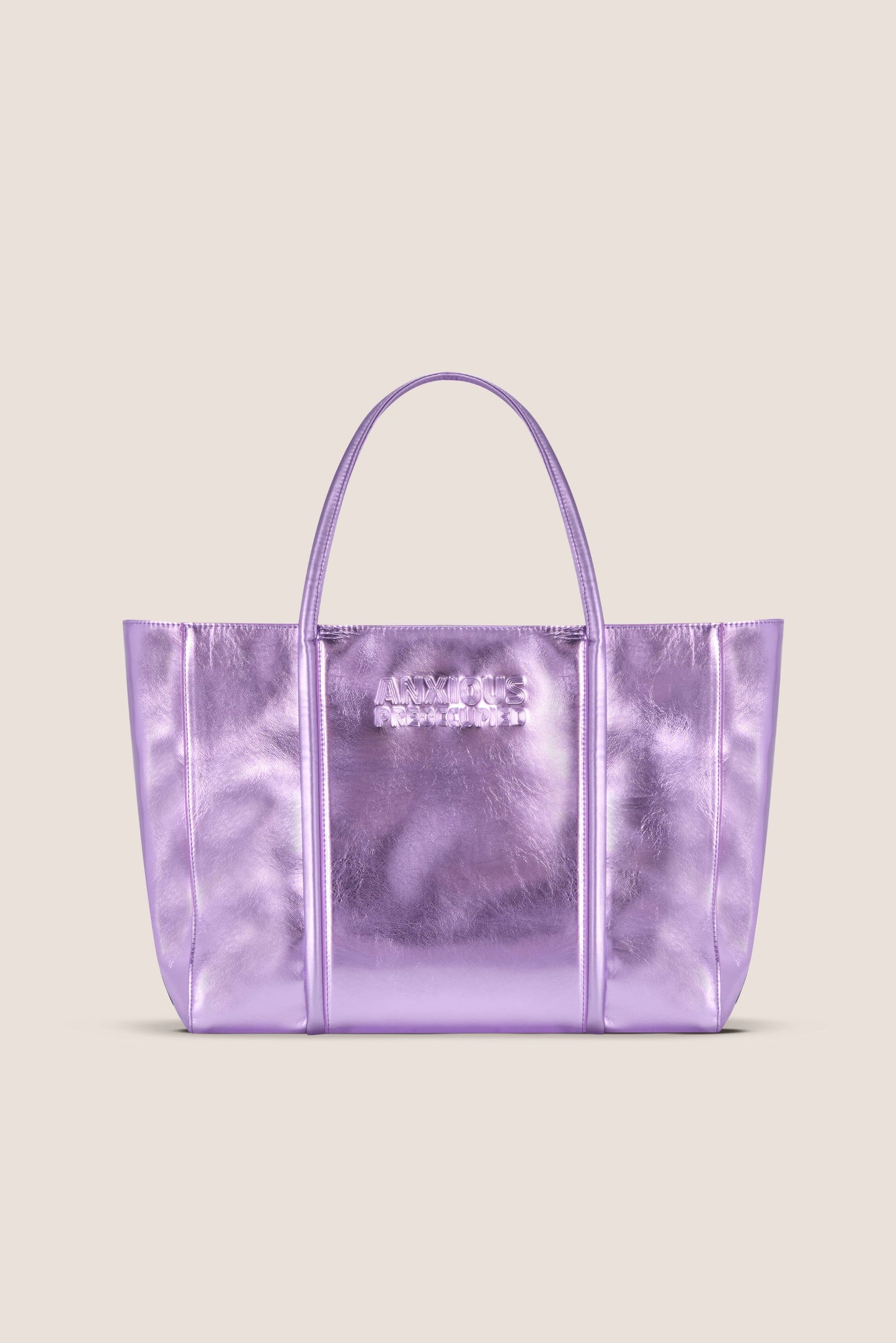 The Zipped Mid Tote Bag: Lilac Metallic