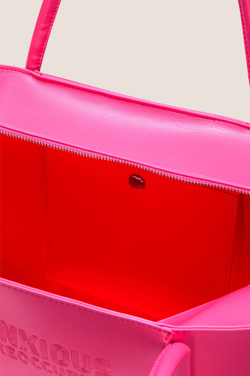 Load image 1 in gallery view. The Zipped Mid Tote Bag: Neon Pink