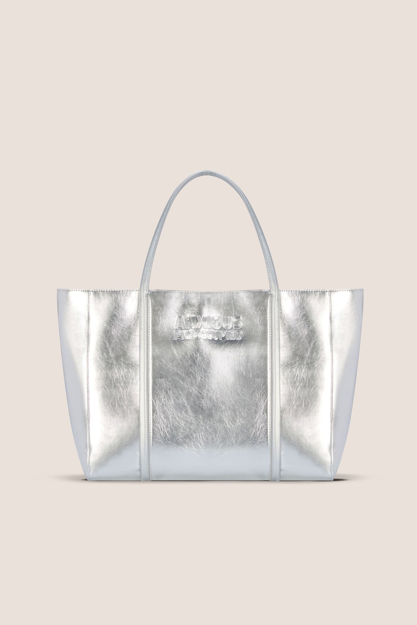 The Zipped Mid Tote Bag: Silver Metallic