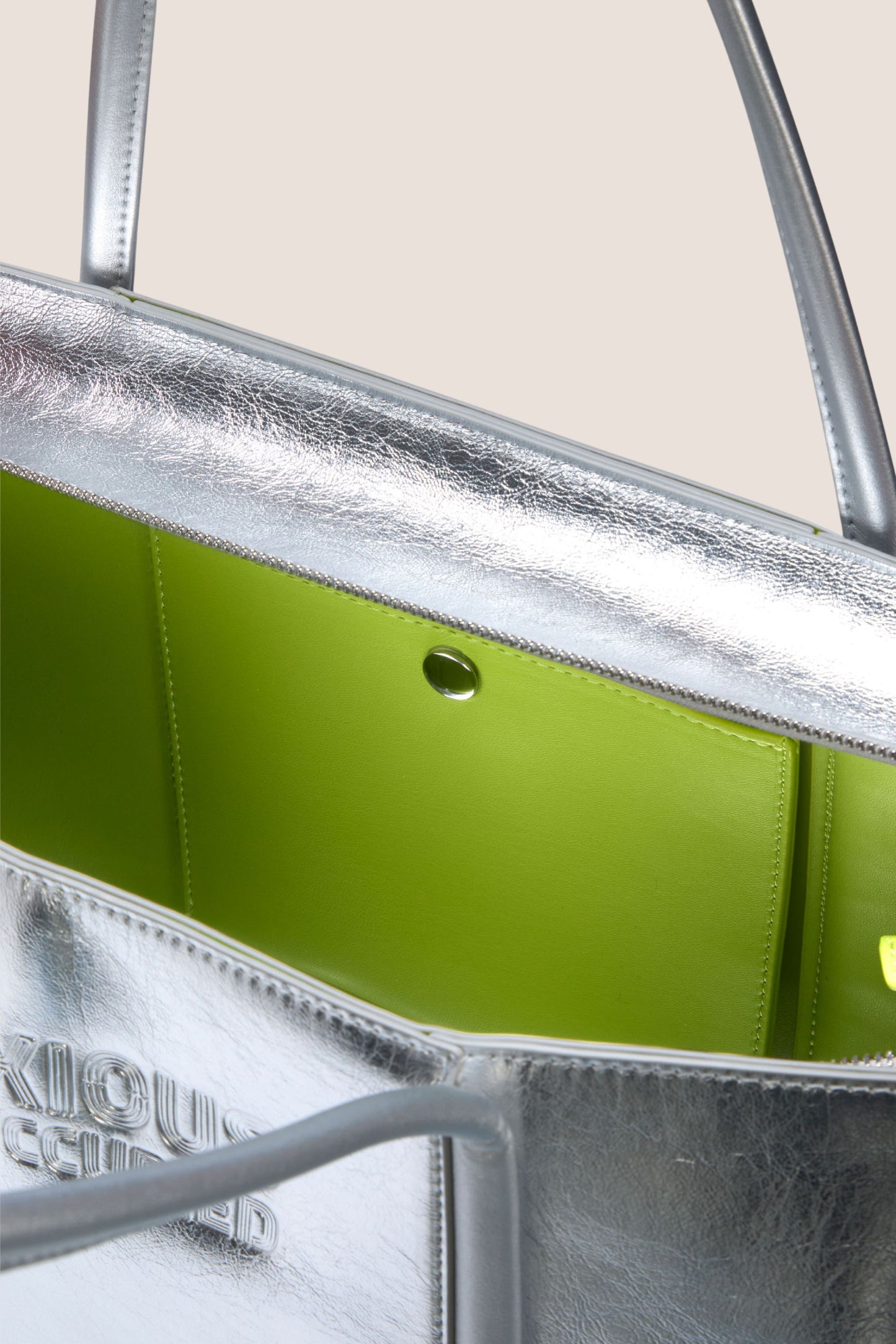 The Zipped Mid Tote Bag: Silver Metallic